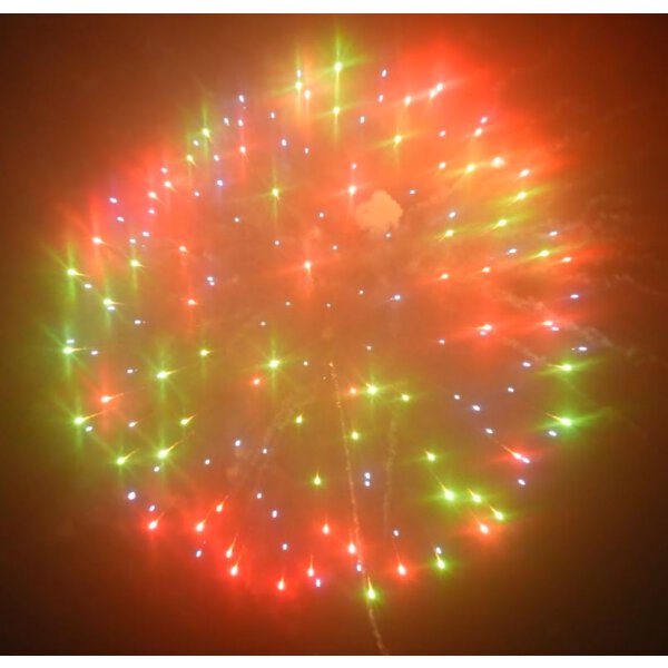 KB100-135 variegated (red, green & blue) to chrys. flowers w/ tail - VORBESTELLUNG